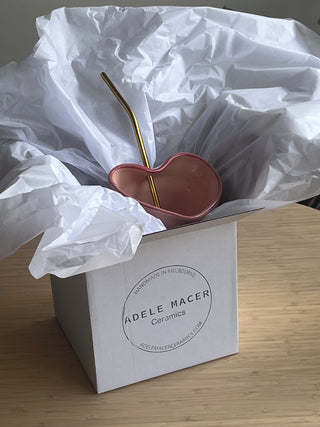 Handmade Ceramic Tumbler with Reusable Straw – Gift Boxed