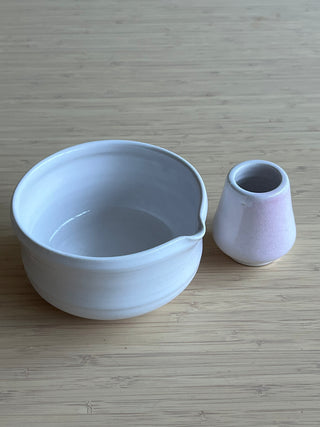 Handmade Ceramic Matcha Tea Set – Matcha Bowl & Whisk Stand