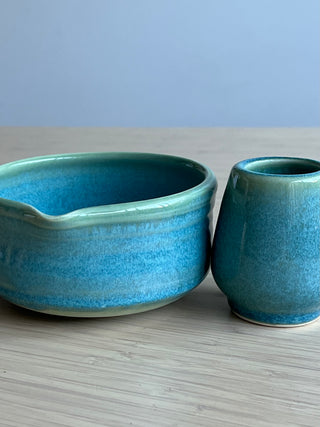 Handmade Ceramic Matcha Tea Set – Matcha Bowl & Whisk Stand