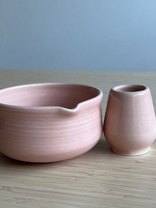Handmade Ceramic Matcha Tea Set – Matcha Bowl & Whisk Stand