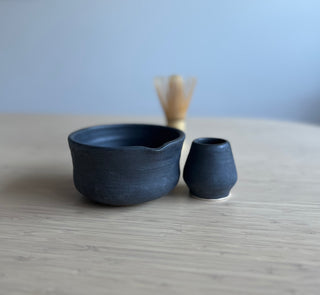 Handmade Ceramic Matcha Tea Set – Matcha Bowl & Whisk Stand