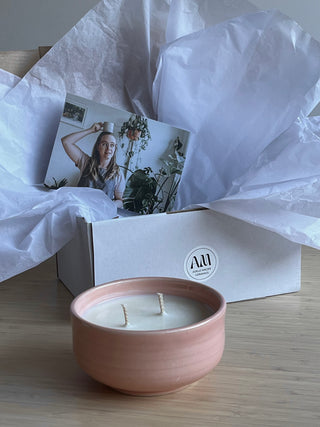 Hand-Poured Soy Wax Candle in Handmade Ceramic Bowl, Scented & Gift Boxed