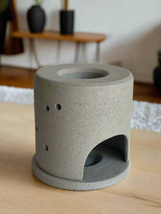 Oil Burner with Mini Pourer – Speckled Clay - Handmade Ceramic