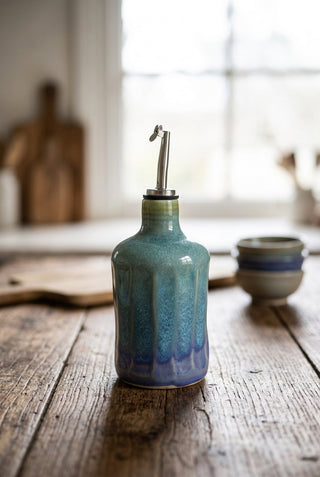Handmade Ceramic Oil Pourer | Olive Oil Dispenser Bottle