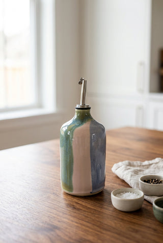 Handmade Ceramic Oil Pourer | Olive Oil Dispenser Bottle