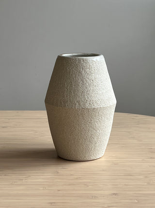 White textured vase with gold