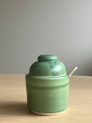 Handmade Ceramic Sugar/Salt Jars with Ceramic Spoon