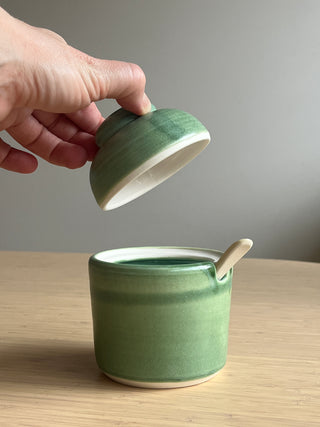 Handmade Ceramic Sugar/Salt Jars with Ceramic Spoon