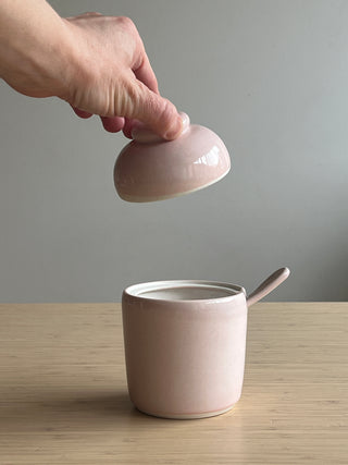 Handmade Ceramic Sugar/Salt Jars with Ceramic Spoon