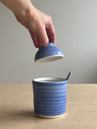 Handmade Ceramic Sugar/Salt Jars with Ceramic Spoon