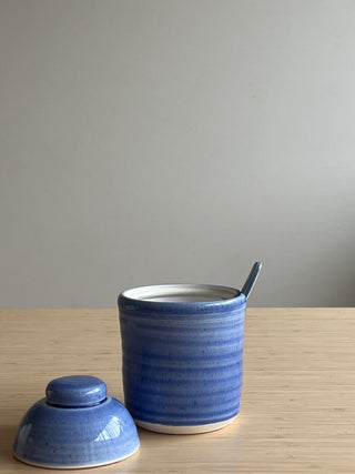 Handmade Ceramic Sugar/Salt Jars with Ceramic Spoon