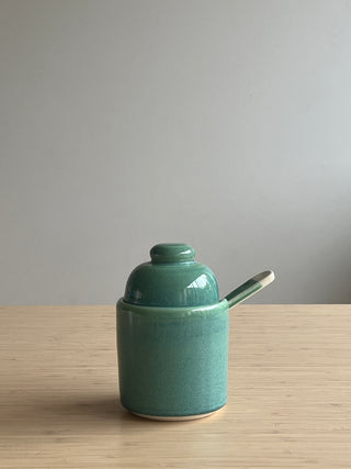 Handmade Ceramic Sugar/Salt Jars with Ceramic Spoon