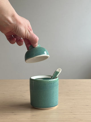 Handmade Ceramic Sugar/Salt Jars with Ceramic Spoon