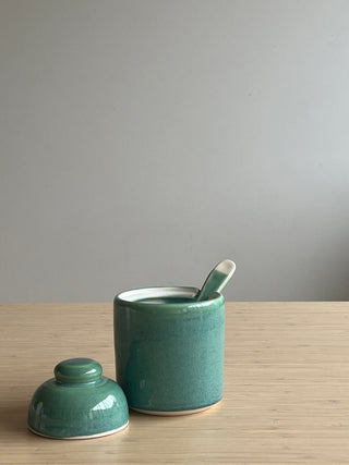 Handmade Ceramic Sugar/Salt Jars with Ceramic Spoon