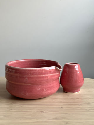 Handmade Ceramic Matcha Tea Set – Matcha Bowl & Whisk Stand
