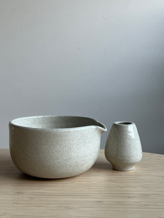 Handmade Ceramic Matcha Tea Set – Matcha Bowl & Whisk Stand