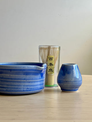 Handmade Ceramic Matcha Tea Set – Matcha Bowl & Whisk Stand