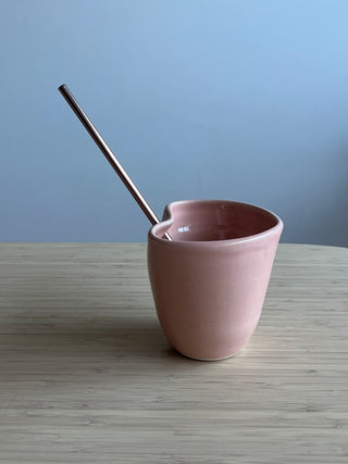 Handmade Ceramic Tumbler with Reusable Straw – Gift Boxed