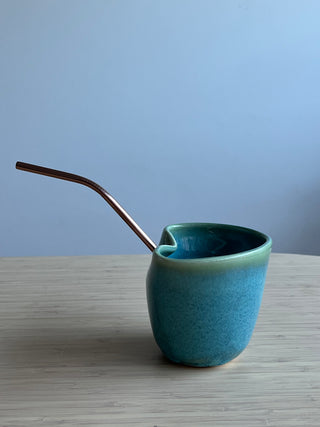 Handmade Ceramic Tumbler with Reusable Straw – Gift Boxed