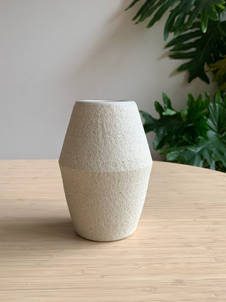 White textured vase with gold