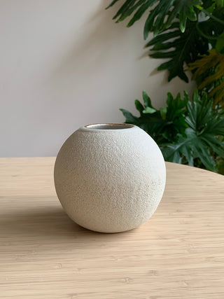 White textured vase with gold