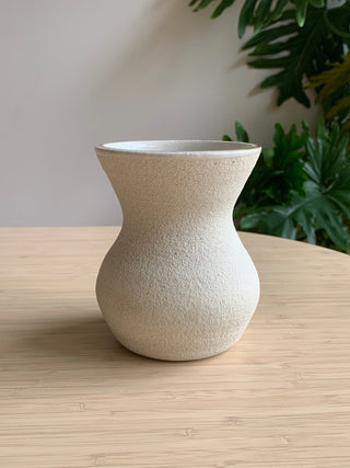 White textured vase with gold