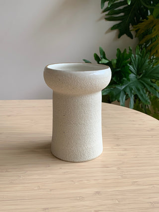 White textured vase with gold