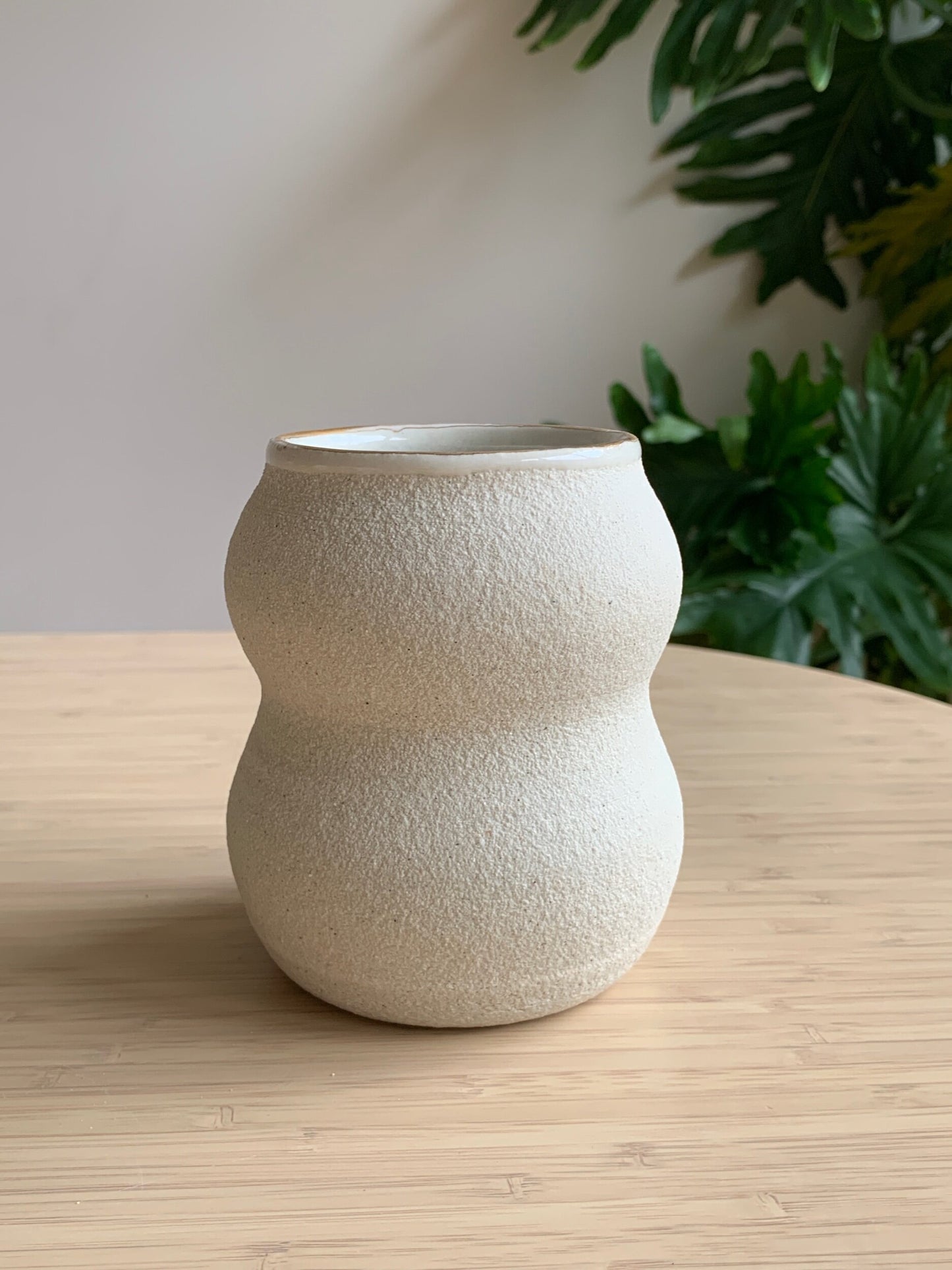 White textured vase with gold