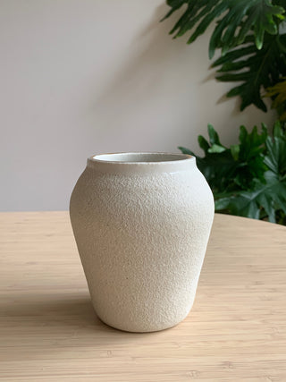 White textured vase with gold